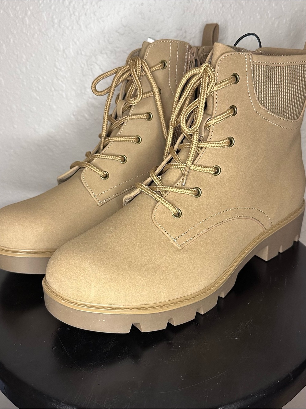 Tan Lace-Up Boots, Size 11